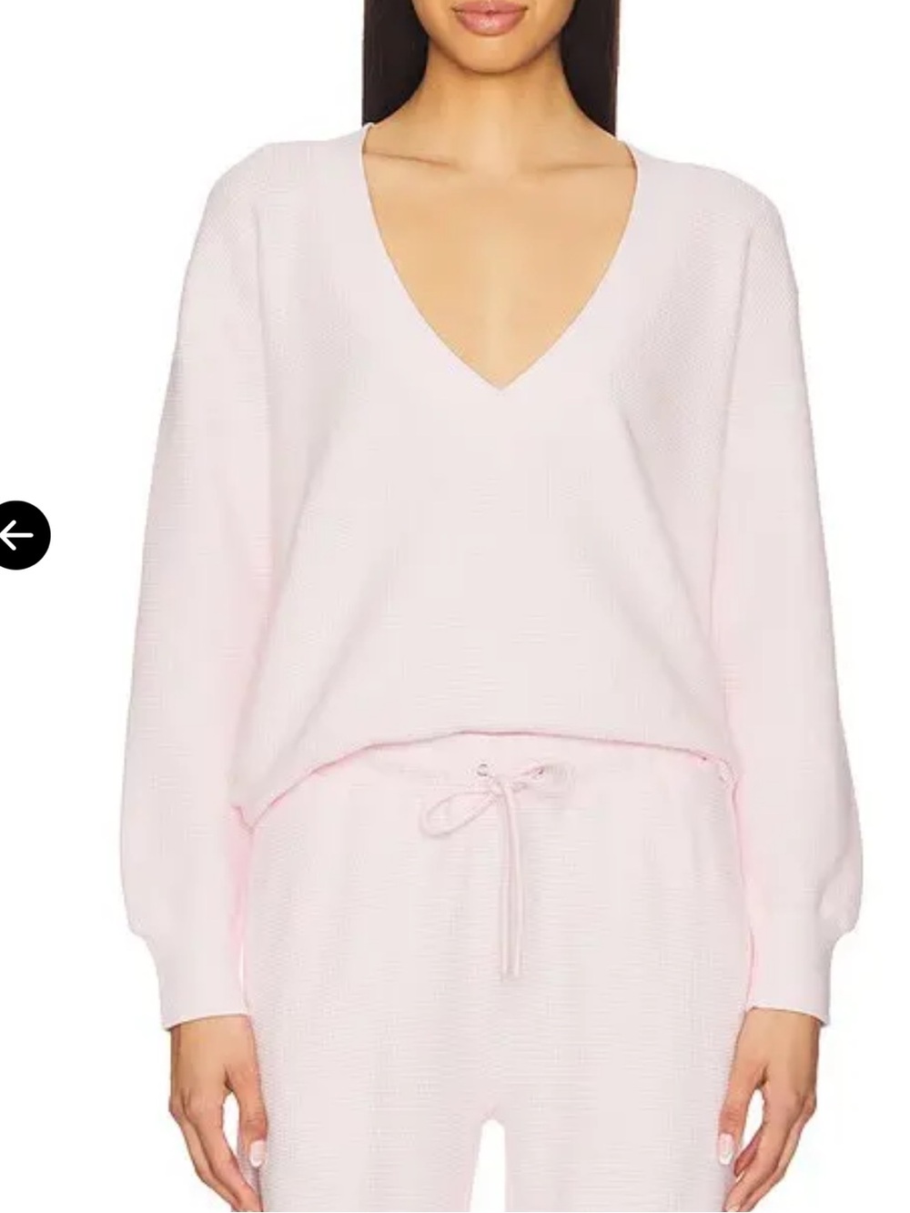 Negative Underwear Whipped Waffle Knit Deep V Pullover Pink Small